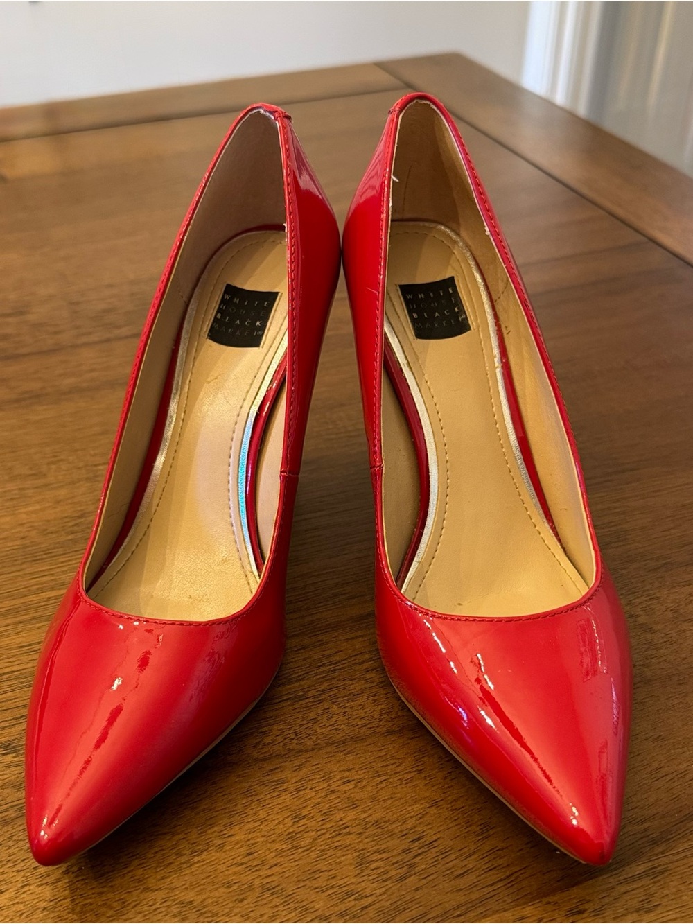 WHITE HOUSE BLACK MARKET Red Patent Pointed-Toe Women's Pumps